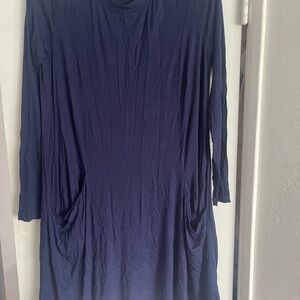 Elegant Navy Blue Long Sleeve Dress